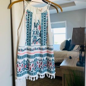 Stitch Fix Embroidered Tank Top with Tassel Trim